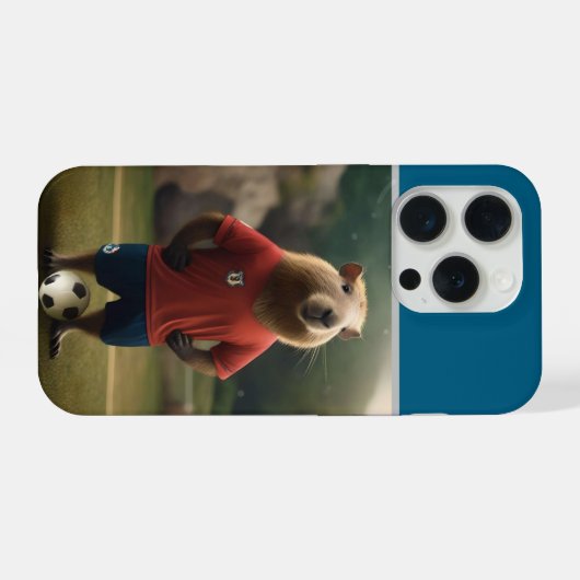 "Goal-Scoring Capybara: The Ultimate Soccer Star!" iPhoneケース (裏面横)