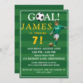 Goal! Soccer Birthday Invite for Kids – Age 7 招待状