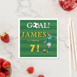 Goal! Soccer Birthday Napkins for Kids – Age 7 スタンダードカクテルナプキン