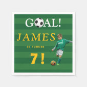Goal! Soccer Birthday Napkins for Kids – Age 7 スタンダードカクテルナプキン (正面)