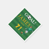 Goal! Soccer Birthday Napkins for Kids – Age 7 スタンダードカクテルナプキン (角)