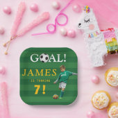 Goal! Soccer Birthday Plate for Kids – Editable ペーパープレート (パーティー)