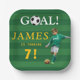 Goal! Soccer Birthday Plate for Kids – Editable ペーパープレート