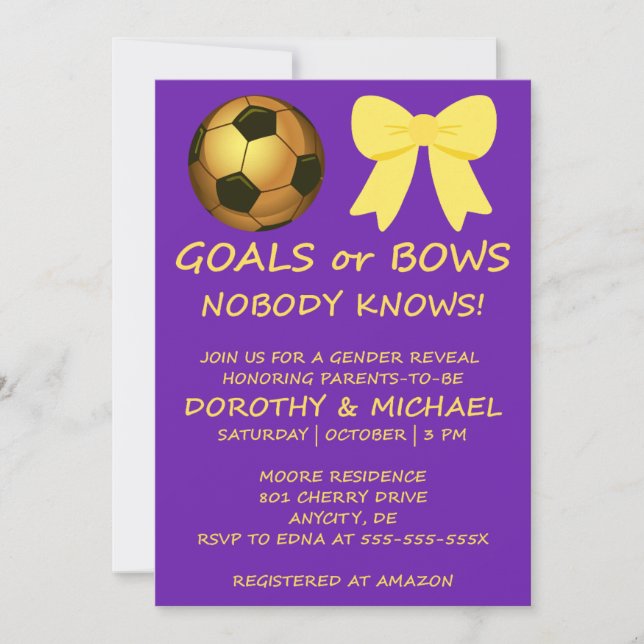 Goals or Bows 性別発表パーティーの招待状 (正面)