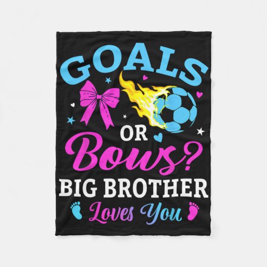 Goals Or Bows Big Brother Loves You Soccer Gender  フリースブランケット (正面)