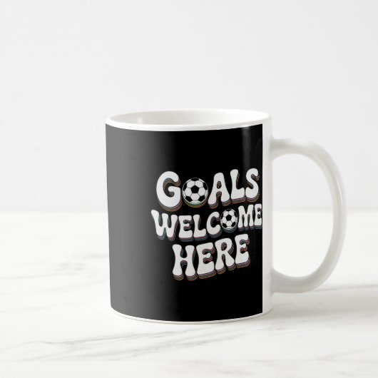 Goals Welcome Here Retro Soccer _2 コーヒーマグカップ (右)