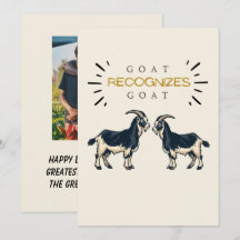 「GOATはGOATと認める」ユーモラスな父の誕生日フォトカード