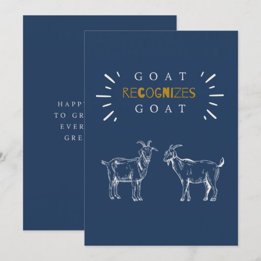 「GOATはGOATを認める」ユーモアあふれるパパの誕生日クリーム色デザイン カード (正面/裏面)