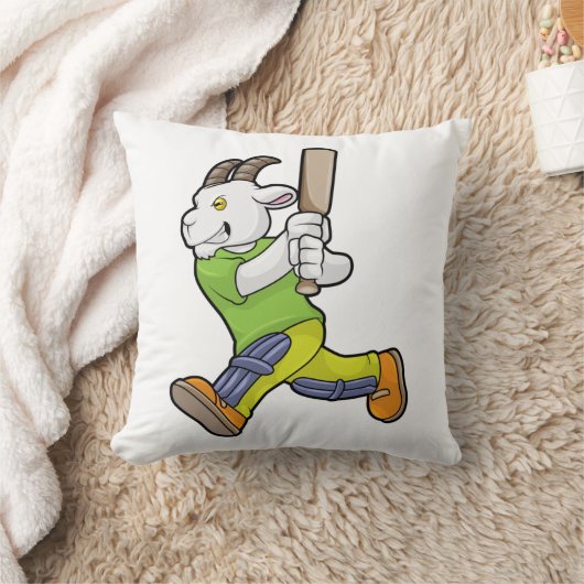 Goat as Batsman with Cricket bat クッション (ブランケット)