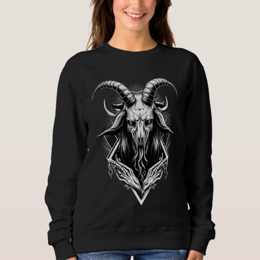 Goat Baphomet  Occult Gothic Demon スウェットシャツ (正面)