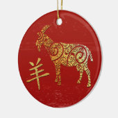 Goat Chinese Zodiac Horoscope Constellation Sign セラミックオーナメント (左)