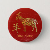 Goat Chinese Zodiac Horoscope Constellation Sign 缶バッジ (正面)
