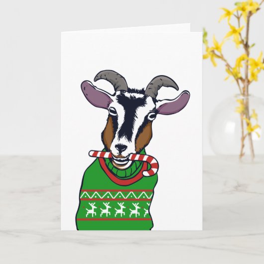 Goat Christmas Sweater カード (黄色い花)