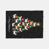Goat Christmas Tree Xmas Holiday Men & Women フリースブランケット (正面(横))