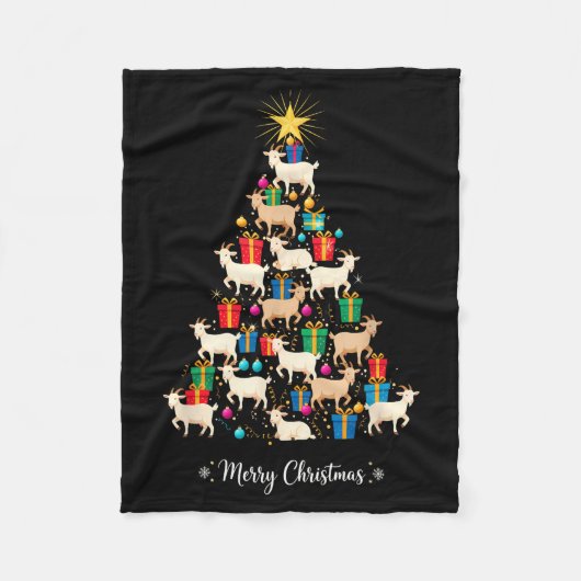Goat Christmas Tree Xmas Holiday Men & Women フリースブランケット (正面)