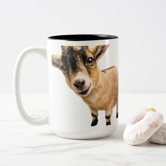 Goat Cute Peeking Coffee Mug ツートーンマグカップ (ドーナツ)