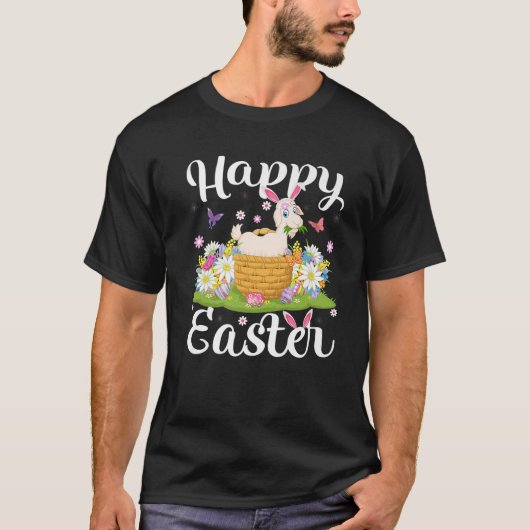 Goat Easter Egg Hunting Floral Goat Easter Sunday Tシャツ (正面)