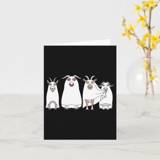 Goat Ghost Halloween Farmer Goat Lover Scary Spook カード (黄色い花)