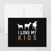 Goat I Love My Kids Goats ポストカード (正面/裏面)