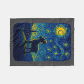 Goat Lover Santa Hat Christmas Starry Cute Night V フリースブランケット (正面(横))