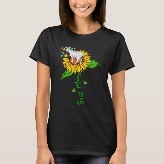 Goat Mom Cute Farm Animals On Sunflower Farmer Mot Tシャツ (正面)