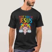 Goat Not Today Jesus Satan Retro Rainbow God Chris Tシャツ (正面)