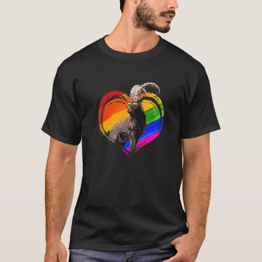Goat Rainbow Heart Animal  Gay Lesbian Pride Lgbt Tシャツ (正面)