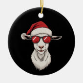 Goat Santa Hat Funny Cute Farm Animal Farmer Xmas セラミックオーナメント (正面)