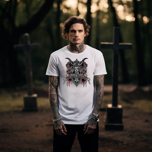 Goat Skull Demon Design Tシャツ