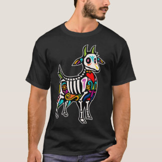 Goat Sugar Skull Mexican Day of the Dead Dia De Mu Tシャツ