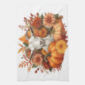 Goat with Autumn Blooms & Pumpkins キッチンタオル (縦)