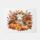 Goat with Autumn Blooms & Pumpkins ドアマット (正面)
