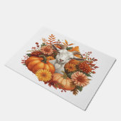 Goat with Autumn Blooms & Pumpkins ドアマット (アングル)