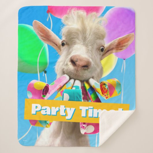 Goat with Party Blowers シェルパブランケット (正面)