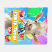 Goat with Party Blowers フリースブランケット (正面(横))