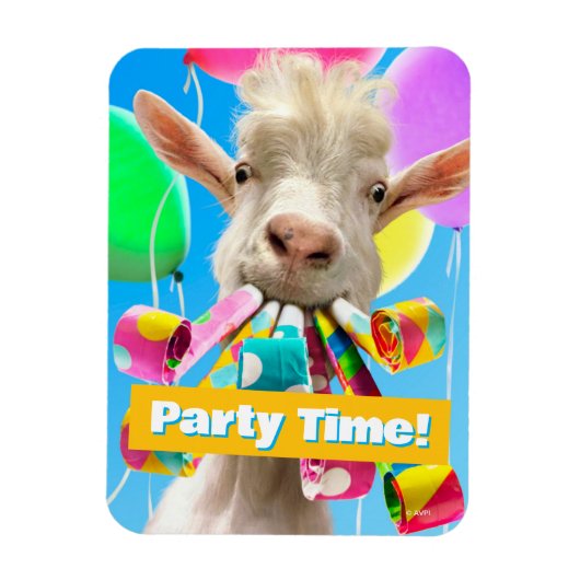 Goat with Party Blowers マグネット (縦)