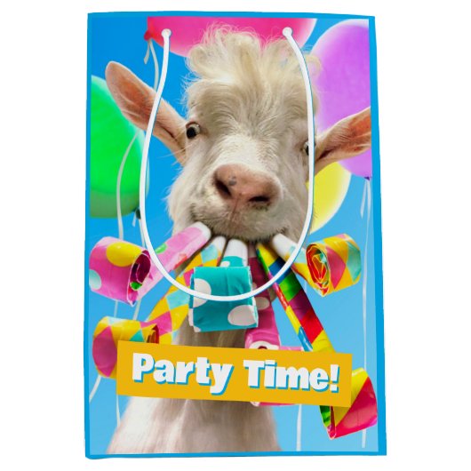 Goat with Party Blowers ミディアムペーパーバッグ (正面)