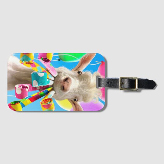Goat with Party Blowers ラゲッジタグ (正面横)