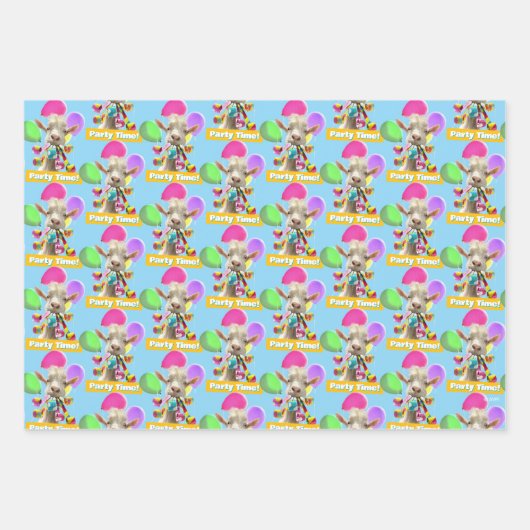 Goat with Party Blowers ラッピングペーパーシート (正面)
