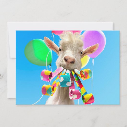 Goat with Party Blowers 招待状 (正面)