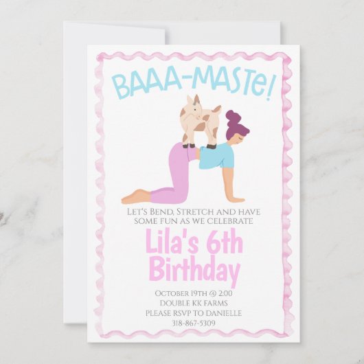 Goat Yoga Birthday Invitation 招待状 (正面)