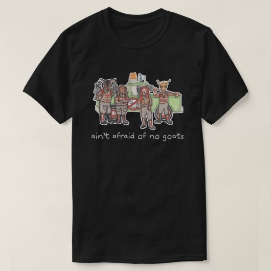 "Goatbusters"のワイシャツ(暗く、さまざまスタイル)の Tシャツ (デザイン正面)