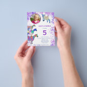 Goats 5th誕生日写真パープル予算の招待 チラシ (手)