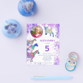 Goats 5th誕生日写真パープル予算の招待 チラシ (シングル)