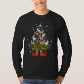 Goats Christmas Tree Lights Cute Santa Hat Tシャツ (正面)