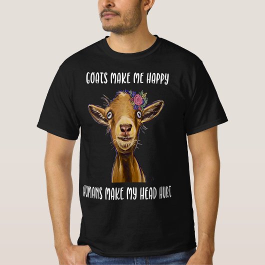 goats make me happy |goat lover tシャツ (正面)