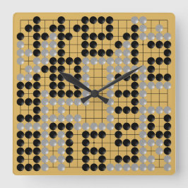 Goban Clock - 1-12 (Black and White Stones) スクエア壁時計