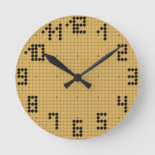 Goban Clock - Black Stones - 1-12 ラウンド壁時計 (正面)