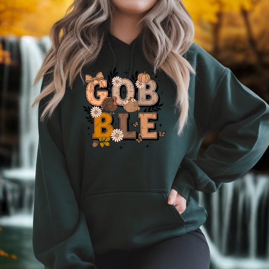 Gobble Fall Holiday Fall Boho Thanksgiving パーカ