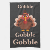 Gobble gobble  Funny  Cute Thanksgiving Turkey  キッチンタオル (縦)